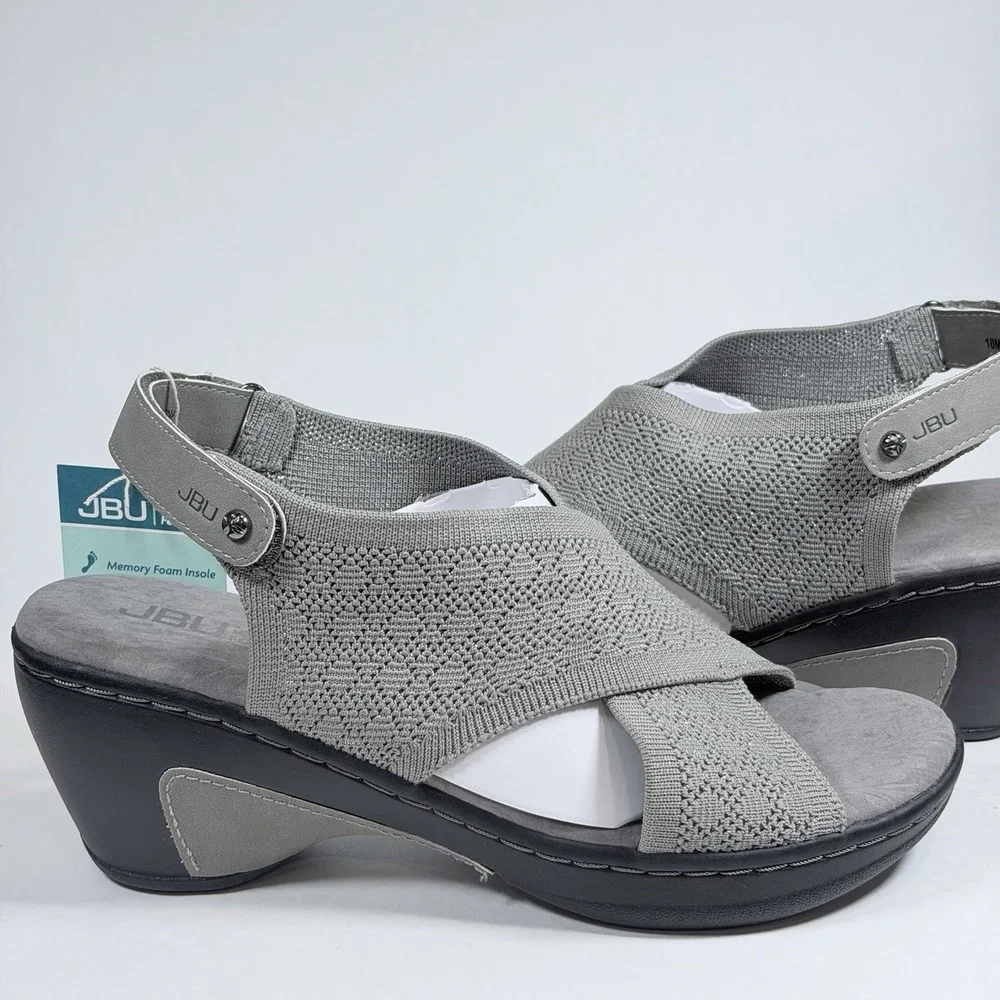 JBU by Jambu Size-10 M Women's Alyssa Shimmer Knit Wedge Heel Sandal